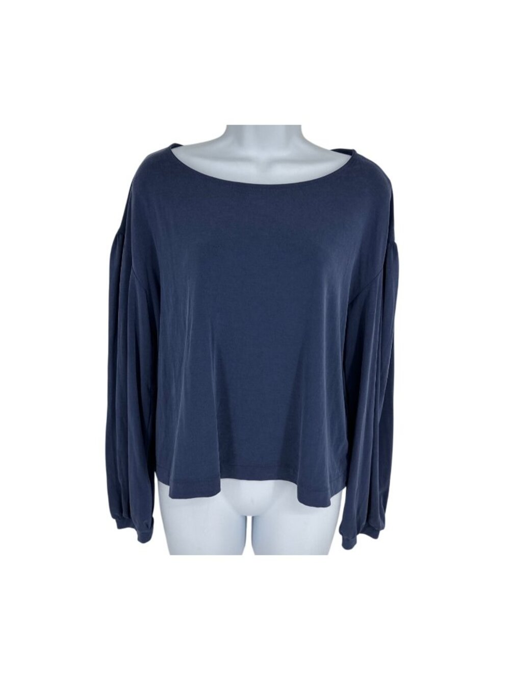 Madewell Women's Sandwashed Gathered Long Sleeve Round Neck Top Size M J8703